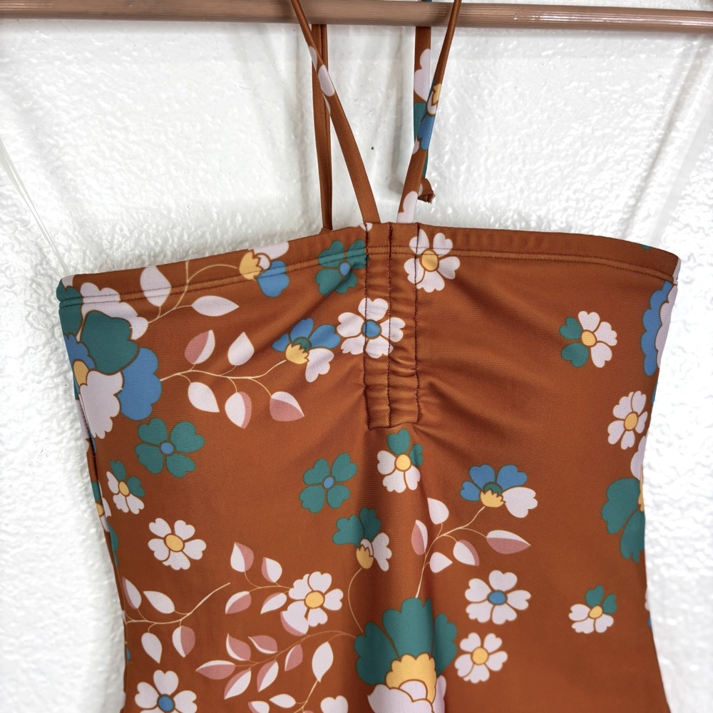 Strapless Floral One-Piece Swimsuit - Rust Floral - Picture 5 of 11